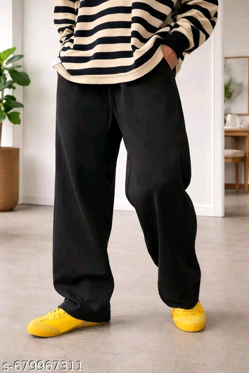 Men’s Black Wide Leg Pants | Oversized Baggy Streetwear Trousers