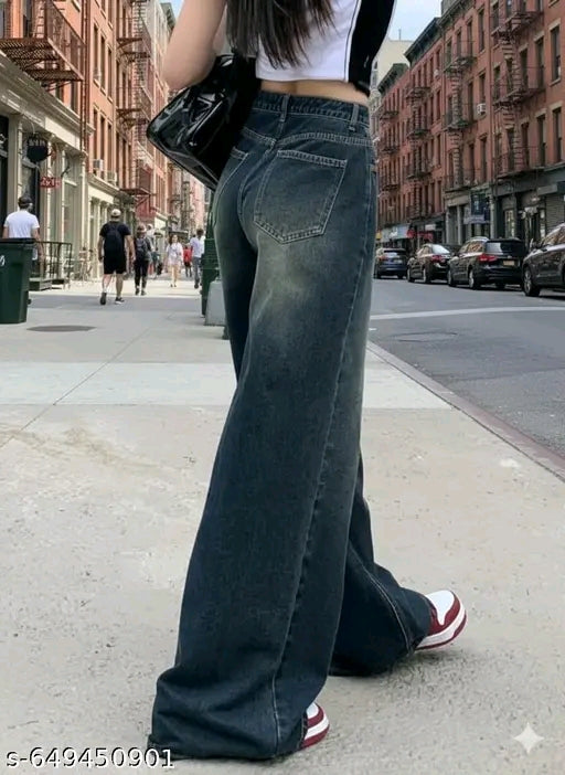 High Waist Wide Leg Baggy Jeans for Women | Street Style Loose Fit Denim
