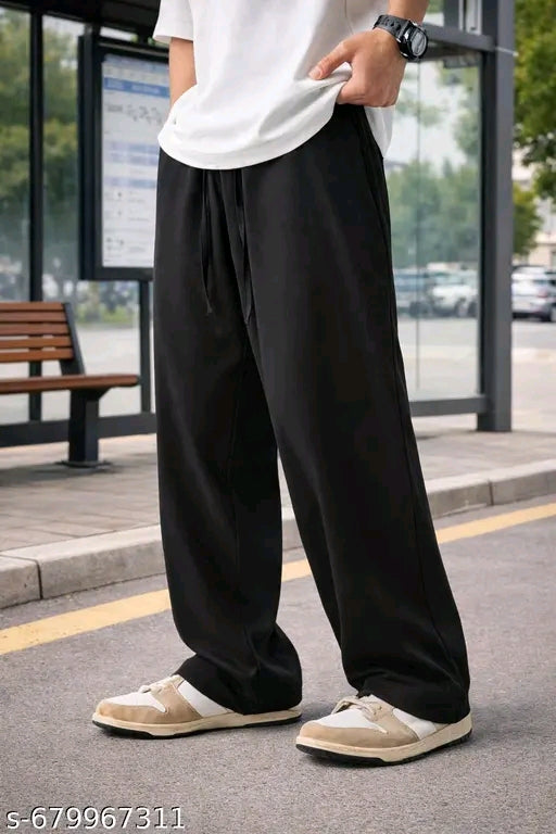 Men’s Black Wide Leg Pants | Oversized Baggy Streetwear Trousers