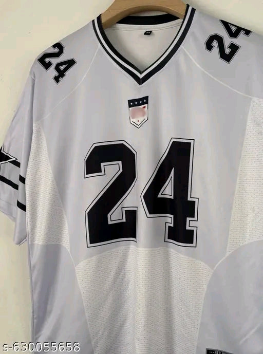 Men’s White 24 Number Printed Sports Jersey T-Shirt | Oversized Streetwear Football Tee