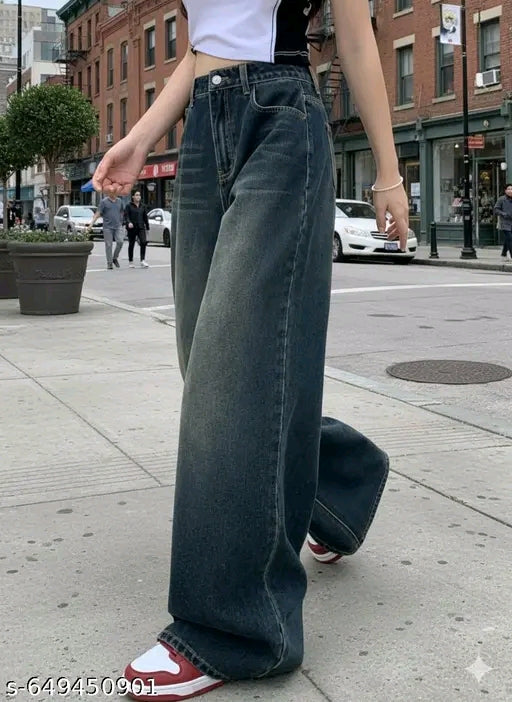 High Waist Wide Leg Baggy Jeans for Women | Street Style Loose Fit Denim