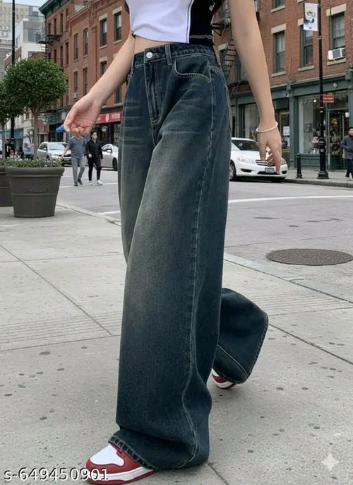 High Waist Wide Leg Baggy Jeans for Women | Street Style Loose Fit Denim