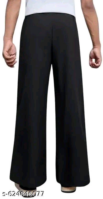 Men’s Black Wide-Leg Tribal Print Track Pants