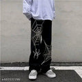 Men’s Black Spider Web Printed Streetwear Pants | Oversized Gothic Jogger Pants