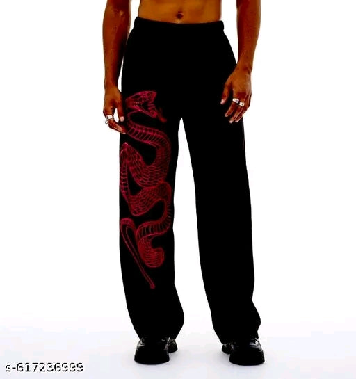Men’s Black Dragon Print Jogger Pants | Japanese Streetwear Oversized Track Pants