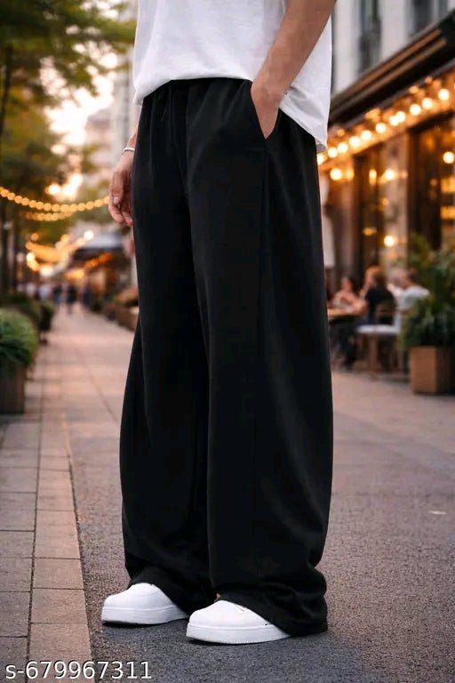 Men’s Black Wide Leg Pants | Oversized Baggy Streetwear Trousers