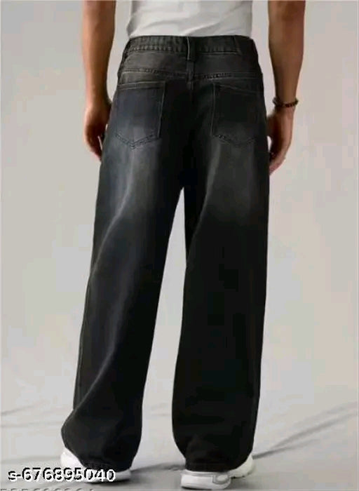 Men’s Black Baggy Wide Leg Jeans | Loose Fit Street Style Denim
