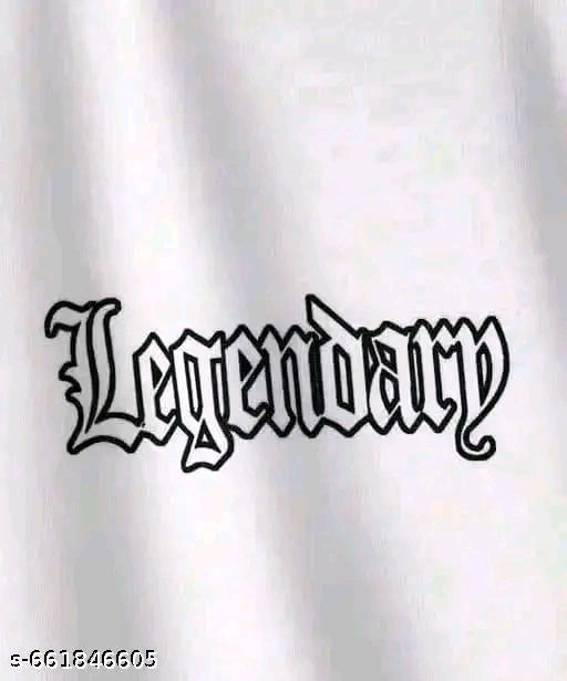 Men’s White Flame Print Streetwear T-Shirt | Legendary Text Graphic Oversized Tee